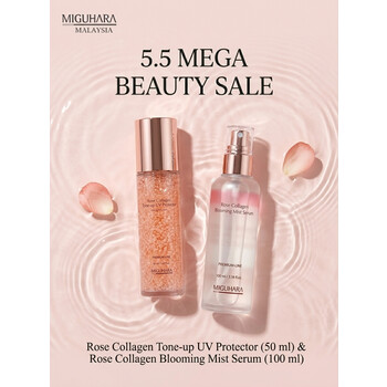 [ 5.5 SALE ] MIGUHARA Rose Collagen Tone Up UV Protector 50ml + Rose Collagen Blooming Mist Serum 